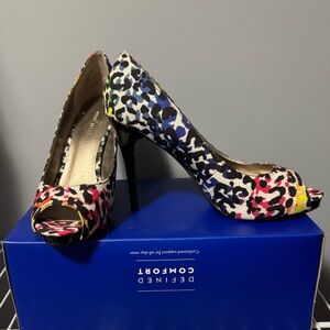 Nine West rainbow leopard peep toe heels